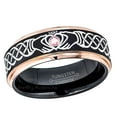 thumbnail image 1 of Claddagh Tungsten Ring - 2-Tone Rose Gold And Black Tungsten Carbide Wedding Band - 0.07ct Pink Tourmaline Tungsten Ring - Personalized Tungsten Ring - Custom Made Birthstone Ring TN779CLDs12, 1 of 3