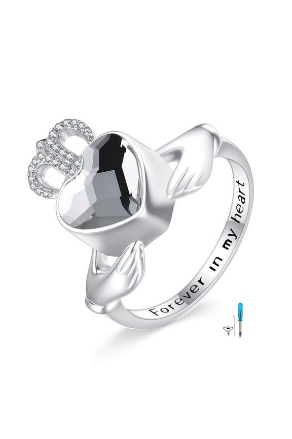 Claddagh Urn Ring for Ashes Sterling Silver Heart Ashes Ring Keepsake Cremation Memorial Jewelry Gifts for Women