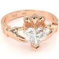 thumbnail image 1 of Claddagh White Topaz Ring In Solid 14k Rose Gold, 1 of 6