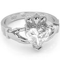 thumbnail image 1 of Claddagh White Topaz Ring In Solid 14k White Gold, 1 of 6