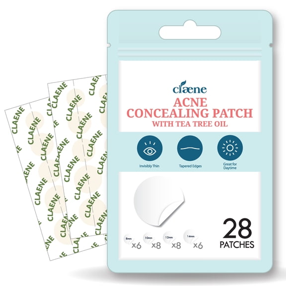 Claene Acne Pimple Concealing Patch - Absorbing Cover, 4 Sizes (28 Count)