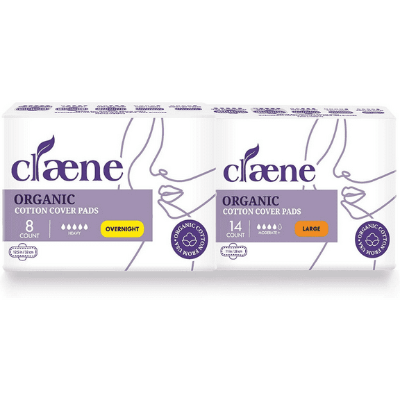 Claene Cotton Cover Pads, Sanitary Napkins with Wings, Menstrual Pads Women