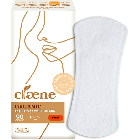 Claene Organic Cotton Panty Liners Natural Pantyliners For Women Long - 90P
