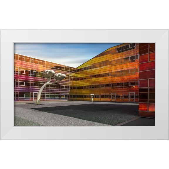Claes, Gilbert 14x10 White Modern Wood Framed Museum Art Print Titled - Multicoloured Mirror Building