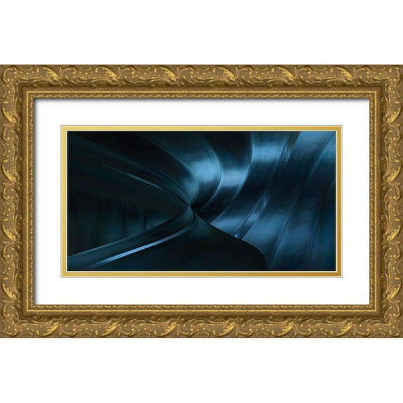 Claes, Gilbert 14x9 Gold Ornate Wood Framed with Double Matting Museum Art Print Titled - Blue Roller Coaster