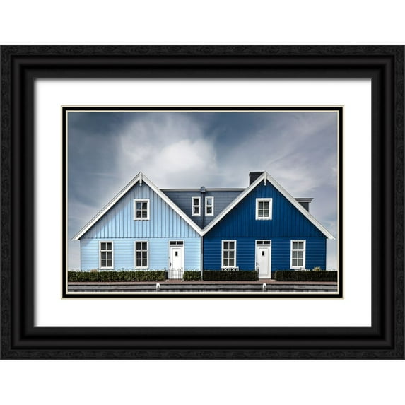 Claes, Gilbert 24x17 Black Ornate Wood Framed with Double Matting Museum Art Print Titled - Summer cottages by the sea...