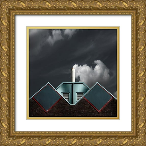 Claes, Gilbert 26x26 Gold Ornate Wood Framed with Double Matting Museum Art Print Titled - The Cloud Factory