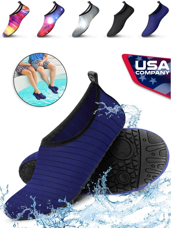 Unisex Lightweight Quick Dry Water Shoes, Closed Toe Indigo Blue, Size W 10-11 M 8-9
