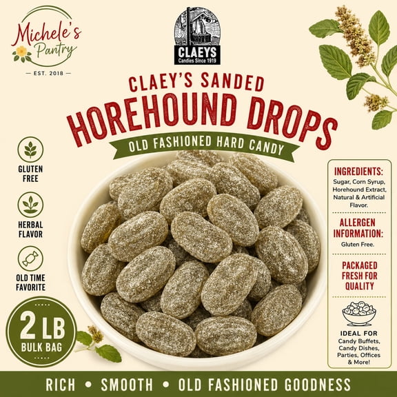 Claeys Horehound Hard Candy, 2 lb Bag, Allergen Free