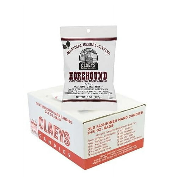 Claey's Old Fashioned Bulk Hard Candies 6 Ounce Bag (Pack of 24) (Horehound)