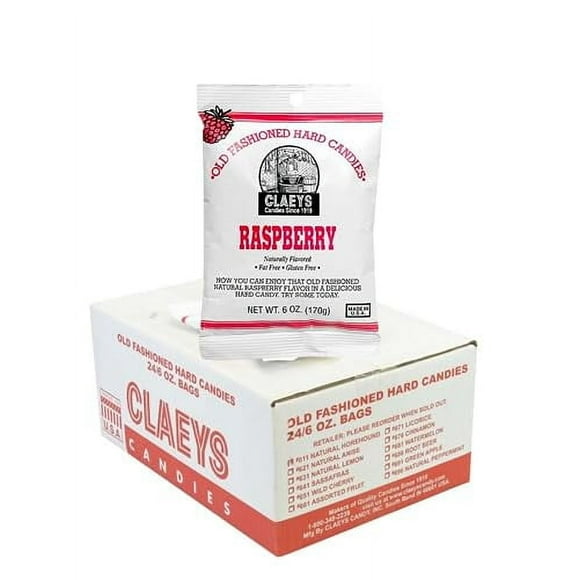 Claey's Old Fashioned Bulk Hard Candies 6 Ounce Bag (Pack of 24) (Raspberry)