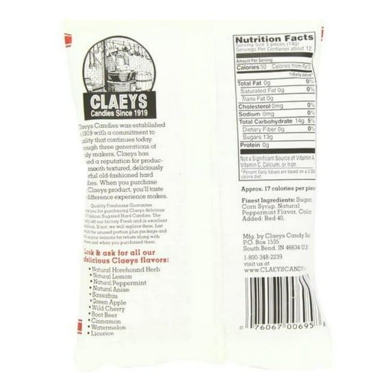 Claey's, Old Fashioned Hard Candy Peppermint, 6 Ounce Bag