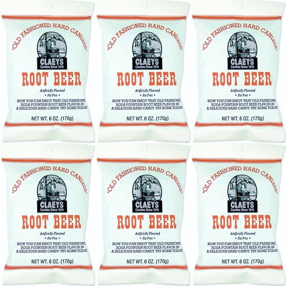 Claey's Sanded Sugar Hard Candy 6 - 6 oz. Bags Root Beer Drops