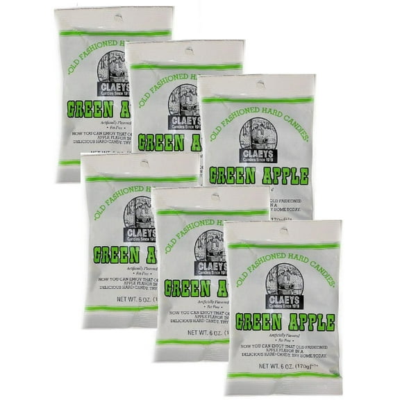 Claeys Green Apple Hard Candy 6 pack - 6 oz bags