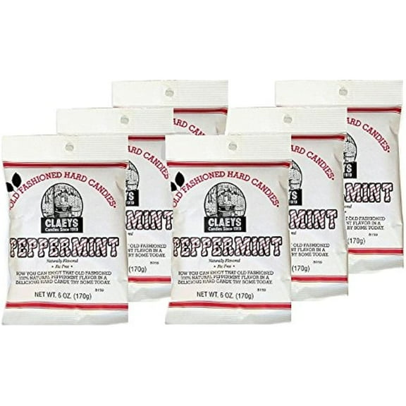 Claeys Natural Peppermint Candy, 6 Packages Of 6 Ounces Each