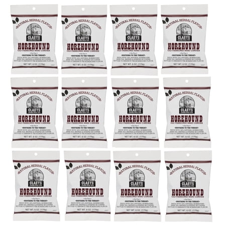 Claeys Old Fashioned Hard Candy – Horehound, 6oz (Pack of 12) Old-Time Herbal Horehound Drops Since 1919