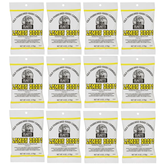 Claeys Old Fashioned Hard Candy - Lemon, 6oz (Pack of 12) Classic Tart-Refreshing Lemon Drops Since 1919