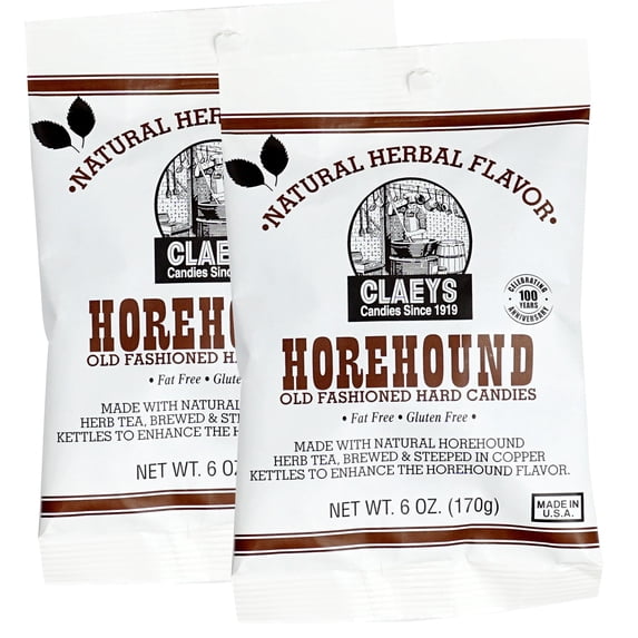 Claeys Sanded Horehound Drops, 6 Oz Bag - 2 Pack, Hard Sour Candy