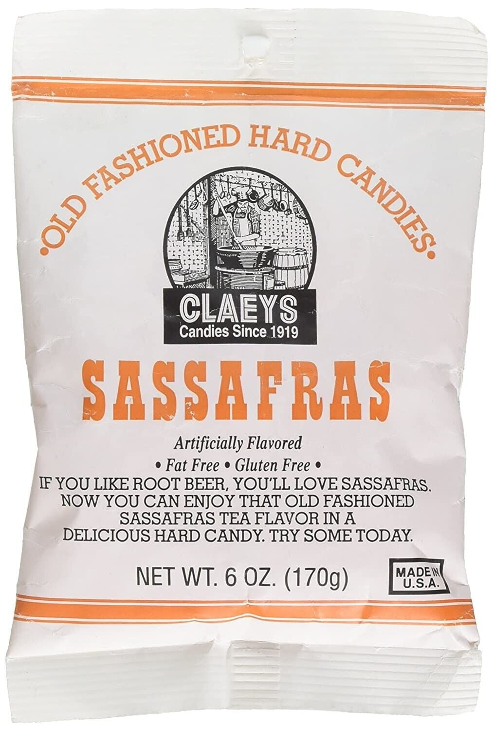Claeys Sassafras Old Fashioned Hard Candy 8 PACK 6oz Bags FREE SHIPPING