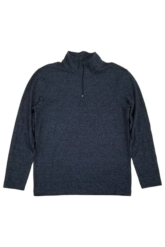 Claiborne Mens Navy Tonal Textured Long Sleeve Quarter-Zip Shirt X-Large