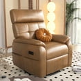 thumbnail image 1 of Claiks Power Swivel Rocker Recliner Chair, Oversized Recliner Chairs for Adults, PU Leather Overstuffed Reclining Chair with USB and Type-C Ports for Living Room, Brown, 1 of 9