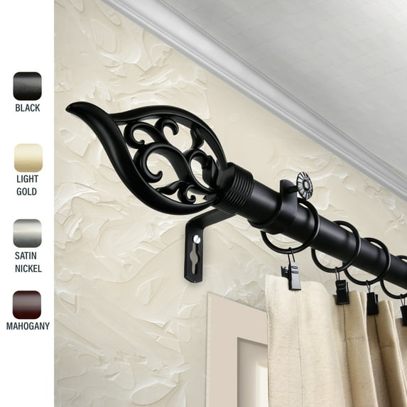 Clair 1" dia. Curtain Rod 120-170 inches - Black