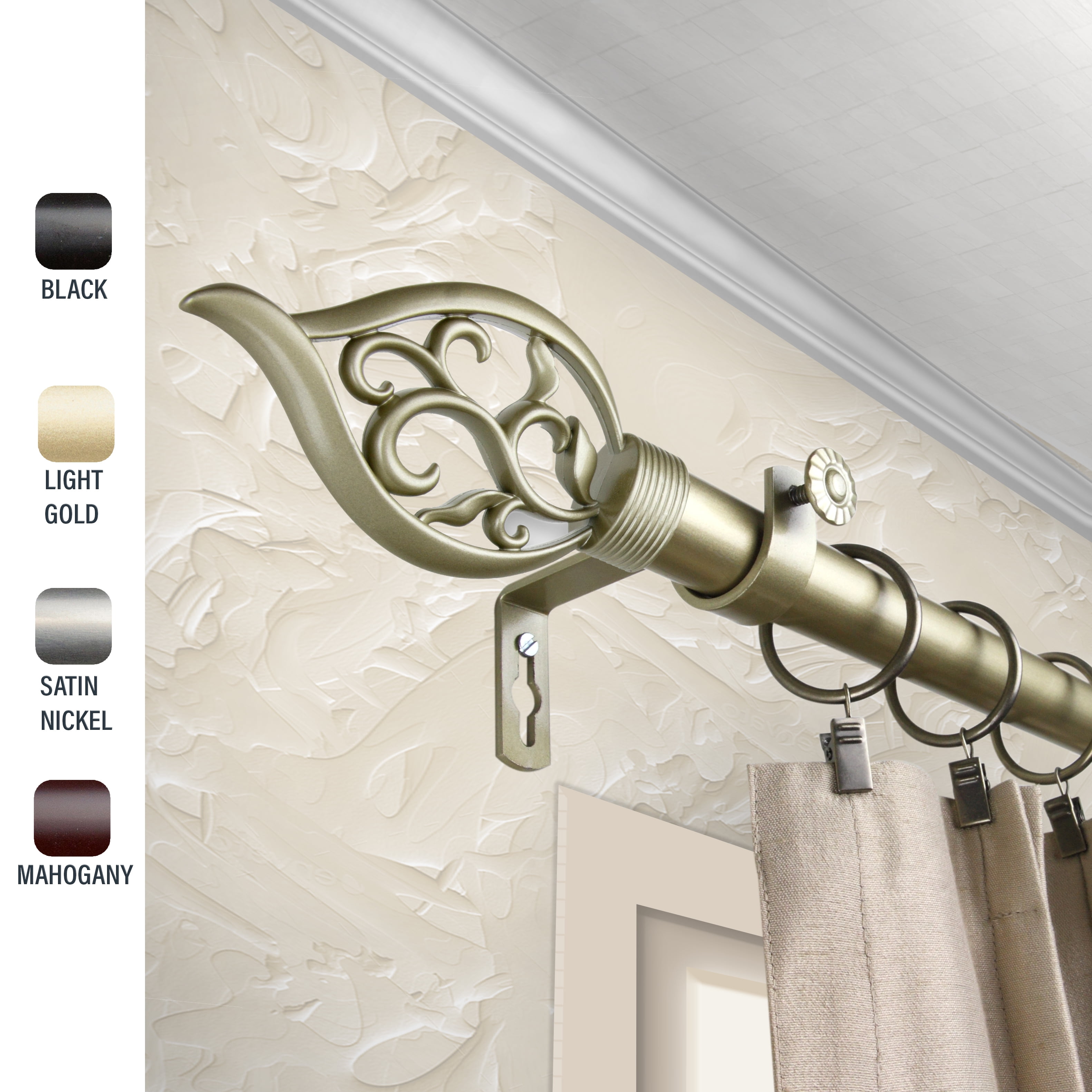 Clair 1" dia. Curtain Rod 66-120 inches - Gold