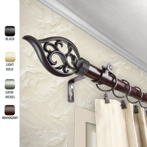 Clair 1" dia. Curtain Rod 66-120 inches - Mahogany