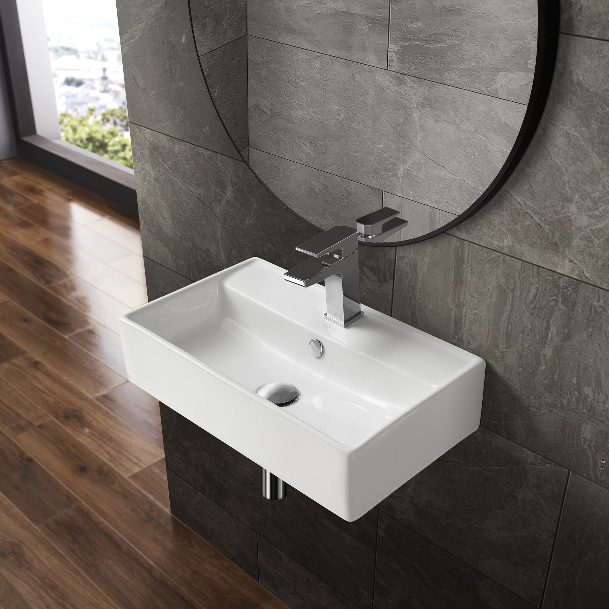 Claire 22" White Ceramic Wall-Mount Bathroom Sink