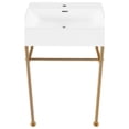 thumbnail image 1 of Claire 24 Ceramic Console Sink White Basin Brushed Gold Legs, 1 of 7