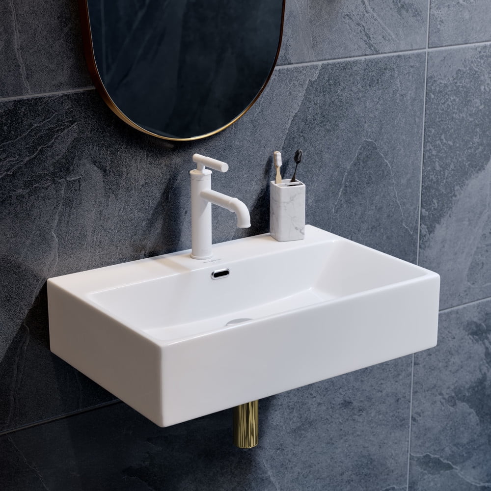 Claire 24" Glossy White Ceramic Wall-Mount Bathroom Sink