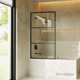 thumbnail image 1 of Claire 34 x 58 Framed Fixed 3/8 in. (10mm) Clear Tempered Glass Tub Door with Black Matte Frame, 1 of 6