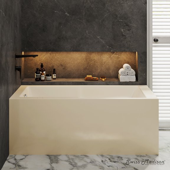 Claire 60 x 32 Left Drain Soaking Alcove Corner Apron Bathtub in Glossy Bisque