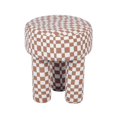 thumbnail image 1 of Claire Brown Checkered Boucle Stool, 1 of 4