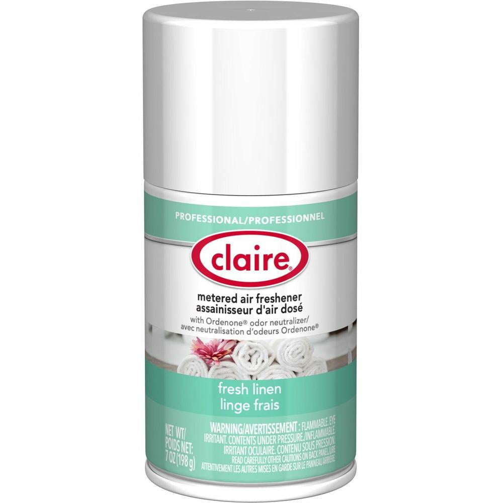 Claire Metered Air Freshener with Ordenone - Aerosol - 6000 ft - 7 fl oz (0.2 quart) - Fresh Linen - 30 Day - 12 / Carton - Odor Neutralizer