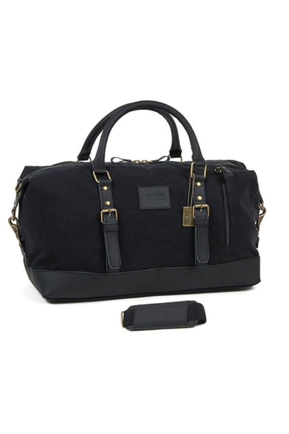 394CC-Black with black leather Colorado Leather Duffel Bag, Black - Small