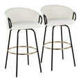 thumbnail image 1 of Claire Contemporary Glam Barstool In Black Metal And Cream Velvet With Gold Metal Footrest - Set Of 2, 1 of 9