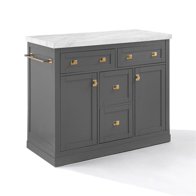 Claire Kitchen Island, Gray & White Marble - Walmart.com