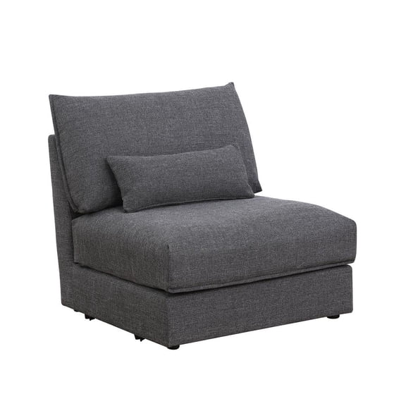 Best Master Claire Linen Fabric Upholstered Armless Chair in Dark Gray