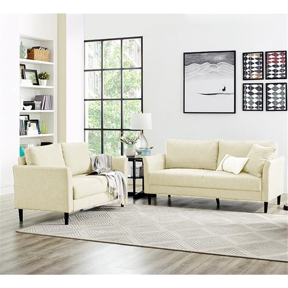 Claire Living Room Sofa & Loveseat by Naomi Home-Color:Cream