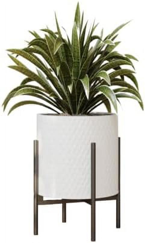 Curated visual reference: Aesthetic Planters For Small Indoor Spaces Reference: Claire Mid Century Modern White Planter And Stand Indoor Plant