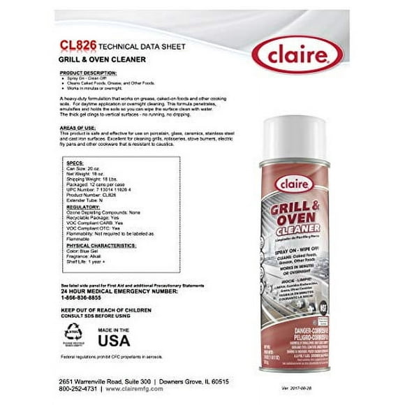 Claire Oven Cleaner, Grill, 12 Count