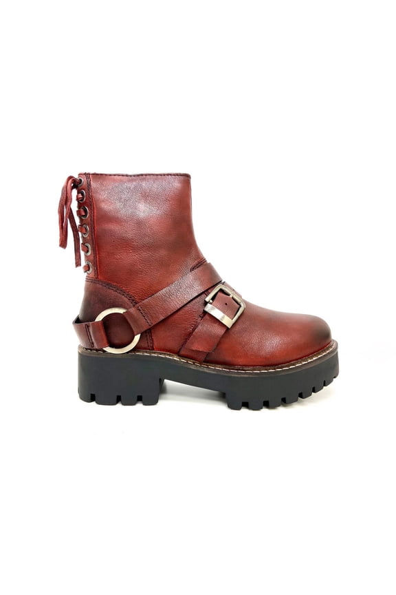 Claire Red Biker Boots