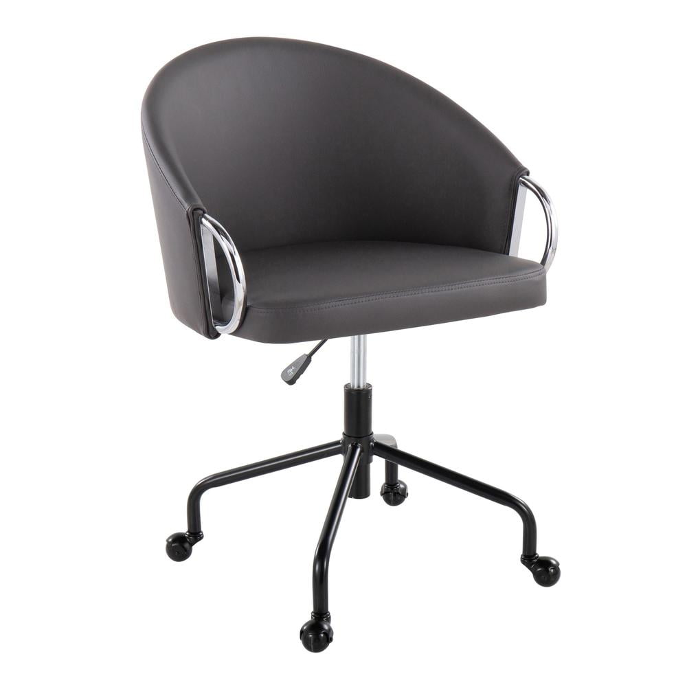 Claire Grey Faux Leather Swivel Task Chair with Chrome Base