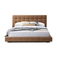 thumbnail image 1 of Claire Vegan Leather Upholstered Platform Queen Bed in Tan, 1 of 5