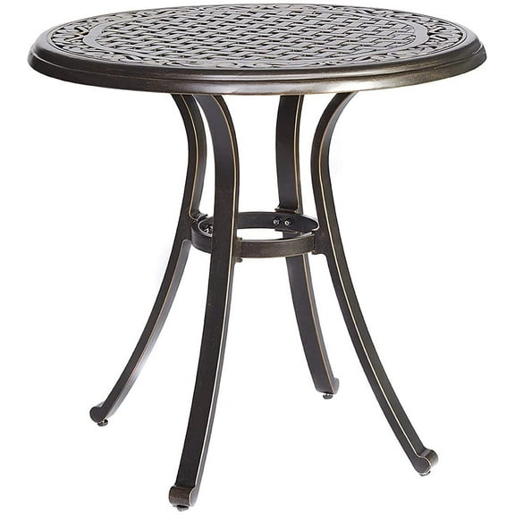 Claire and Barry ALSACE 28" Round Bistro Patio Table, All-weather protection, Heavy-duty aluminum frame, Dark gold