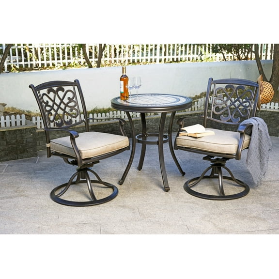 Claire and Barry ALSACE-SUNDANCE Collection Patio Set  (2 rocker chairs + 1 bistro table)