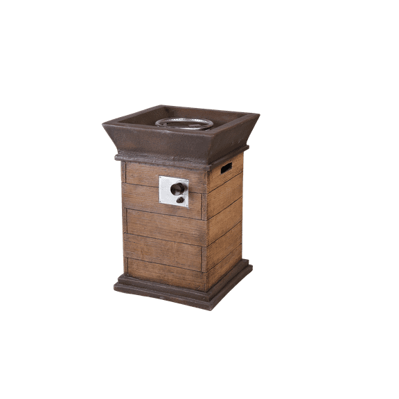 Claire and Barry Outdoor Propane Fire Pit Column, Stainless steel, Smokeless burning, Brown