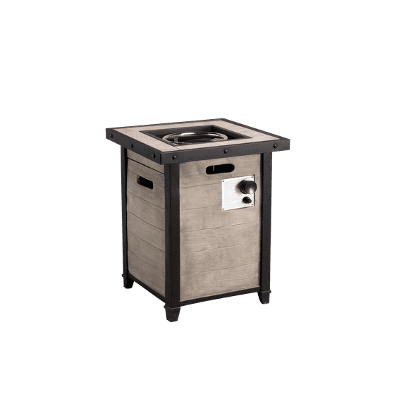 Claire and Barry Outdoor Propane Fire Pit Column, Weather-resistant, Smokeless burning, Light brown