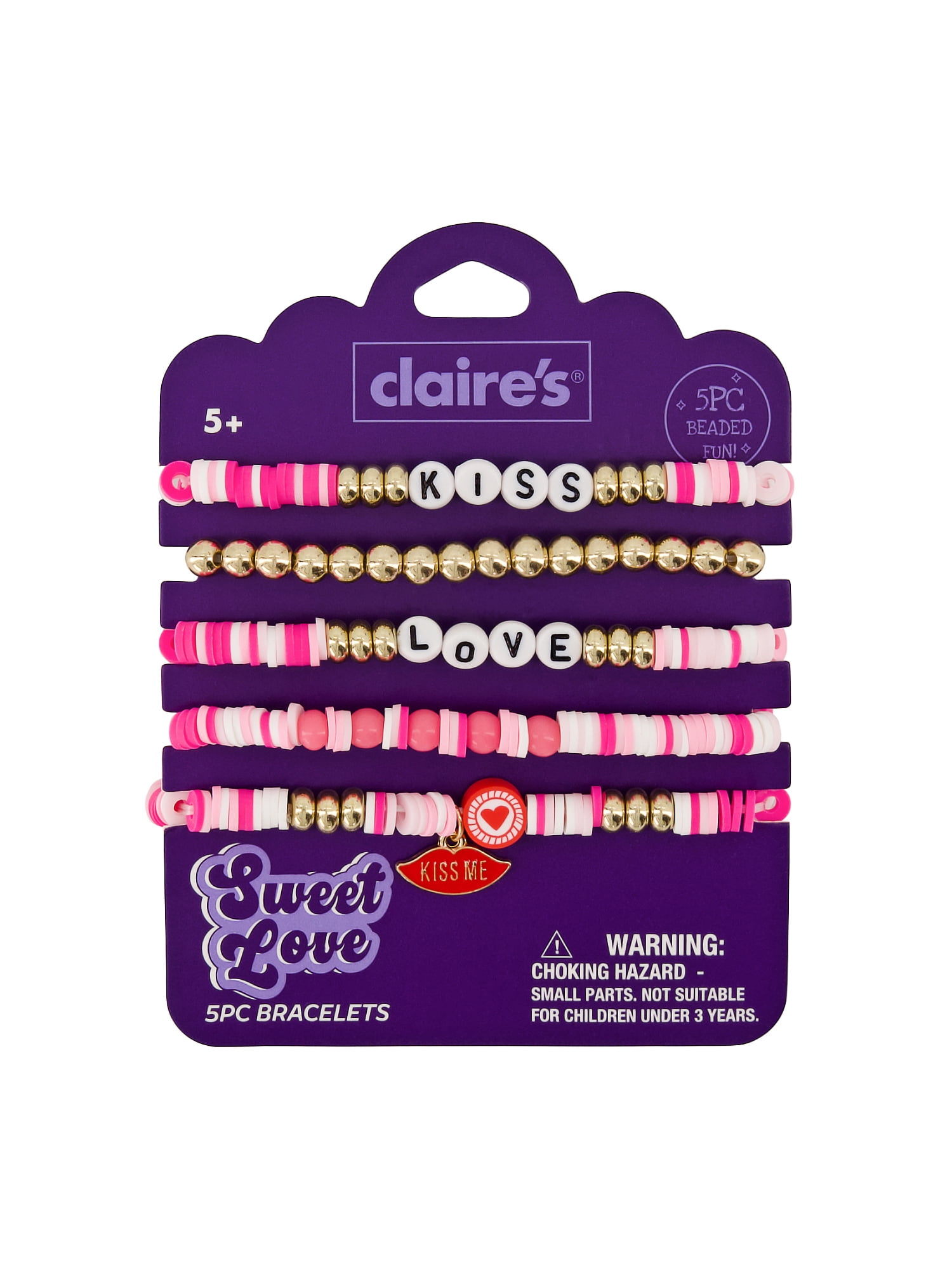 Claire's 5 Bead Bracelet Set - Love, 5 pcs
